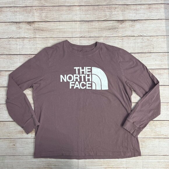 The North Face Women's Long Sleeve Logo Tee Size L Mauve Pink Purple Outdoor - Picture 1 of 8
